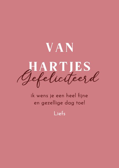 Verjaardagskaart van hartjes gefeliciteerd roze 3