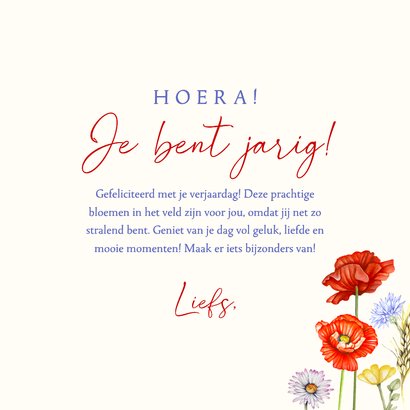 Verjaardagskaart veldbloemen klaprozen 3