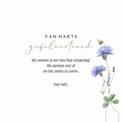 Verjaardagskaart veldbloemen vlinder bij en libelle 3