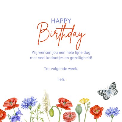Verjaardagskaart veldbloemen 3