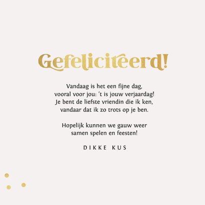 Verjaardagskaart verjaardagsknuffel goud confetti foto 3