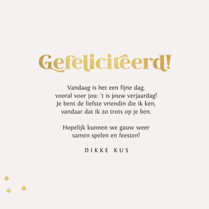 Verjaardagskaart verjaardagsknuffel goud confetti foto 3