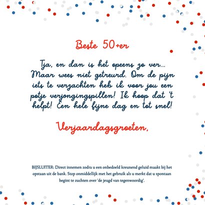 Verjaardagskaart Verjongingspillen 50+ 3