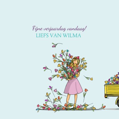 Verjaardagskaart Vespa Ape met tulpen 3