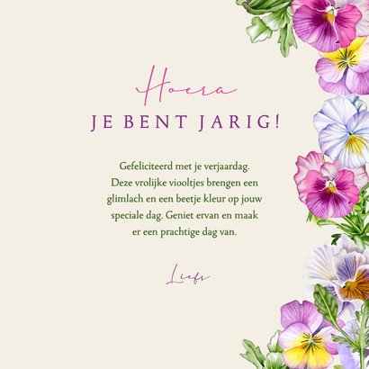 Verjaardagskaart viooltjes in het voorjaar 3