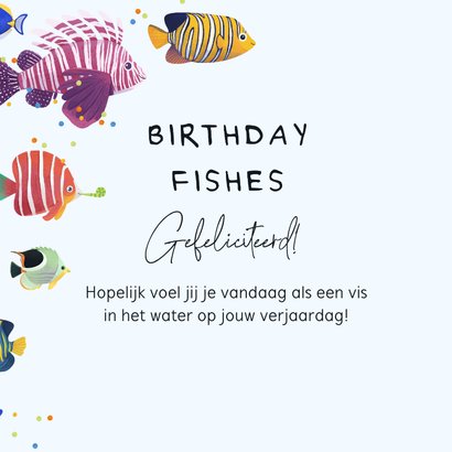Verjaardagskaart vissen birthday fishes kleurrijk confetti 3