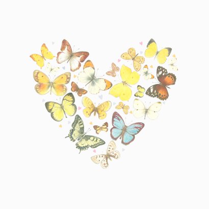 Verjaardagskaart - Vlinders in hart vorm 2