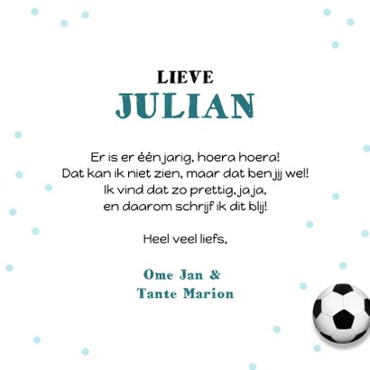 Verjaardagskaart voetbal stoer jongen confetti bal 3