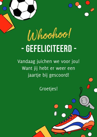 Verjaardagskaart voetbal tshirt beker nederland confetti 3