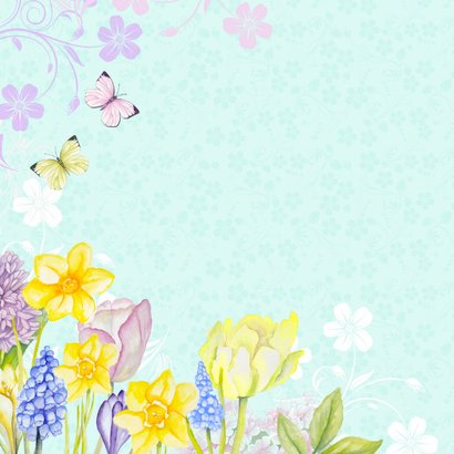 Verjaardagskaart vogelhuis bloemen 2