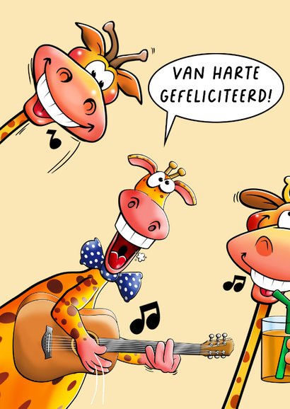 Verjaardagskaart voor de jarige met vrolijke dieren 2