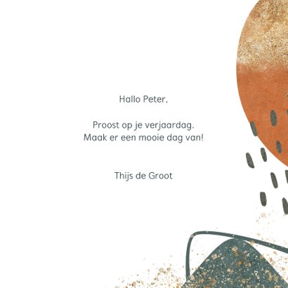 Verjaardagskaart voor een man met grafische geovormen 3