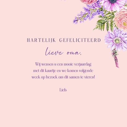 Verjaardagskaart voor oma bloemen boeket 3