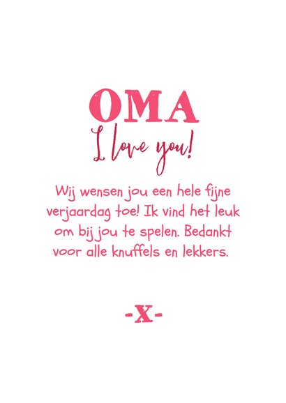 Verjaardagskaart voor oma hartjes foto roze 3
