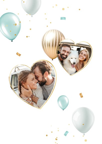 Verjaardagskaart vriendin ballonnen confetti goud liefde 2