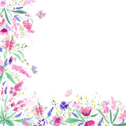 Verjaardagskaart vrolijk gekleurde bloemen met tekst 2