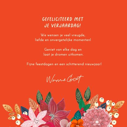 Verjaardagskaart vrolijk kerst bloemen boeket 3