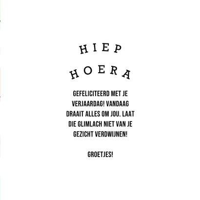 Verjaardagskaart vrolijk smiley patroon hiep hoera 3