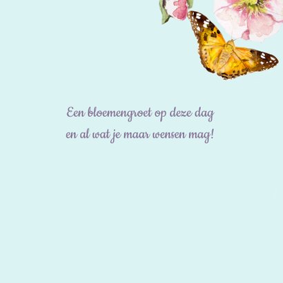 Verjaardagskaart Vrolijke bloemen vlinders 3