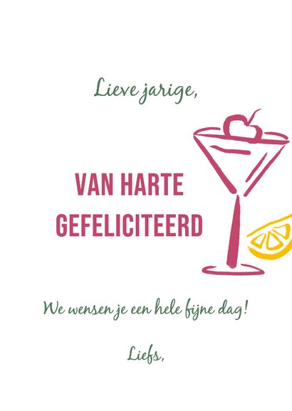 Verjaardagskaart vrolijke cocktails proost 3