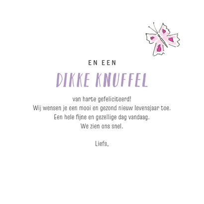 Verjaardagskaart vrolijke gekleurde vlinders met hartjes 3