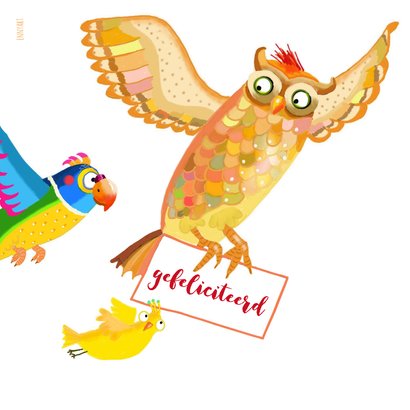 Verjaardagskaart vrolijke grappige vogels voor jou 2