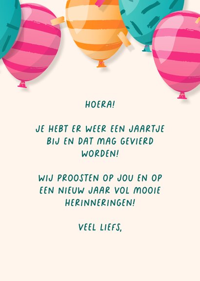 Verjaardagskaart vrolijke kleurrijke ballonnen met confetti 3