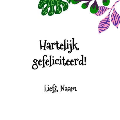 Verjaardagskaart vrolijke luiaard, slingers en planten 3