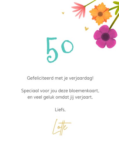 Verjaardagskaart vrouw bloemen gieter hartjes 3