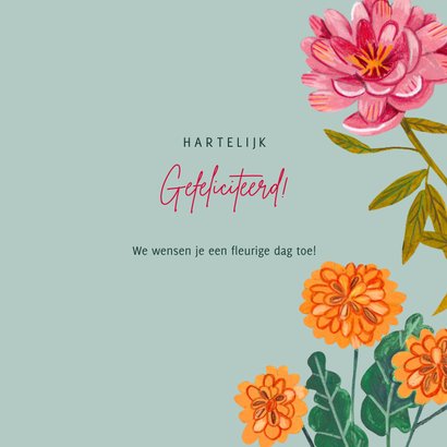 Verjaardagskaart vrouw bloemen happy birthday illustratie 3