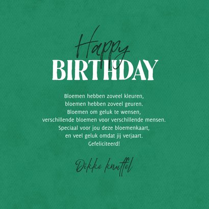 Verjaardagskaart vrouw bloemen hartjes happy birthday 3