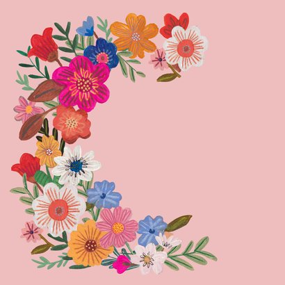 Verjaardagskaart vrouw bloemenkrans kleurrijke illustratie 2