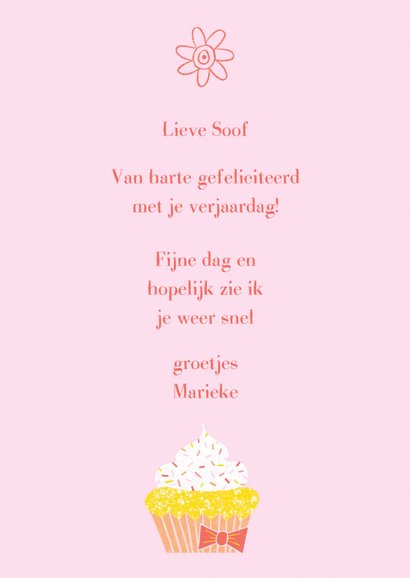 Verjaardagskaart vrouw cupcake roze 3