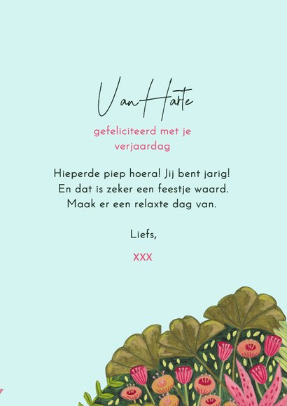 Verjaardagskaart vrouw drijft in tropische zee 3