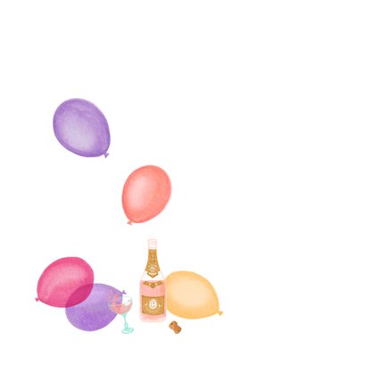 Verjaardagskaart vrouw in bad met ballonnen en bubbels 2