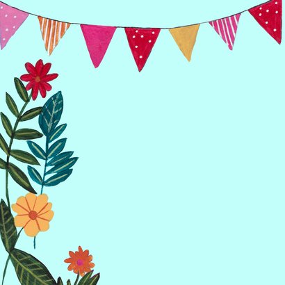 Verjaardagskaart vrouw kat bloemen illustratie 2