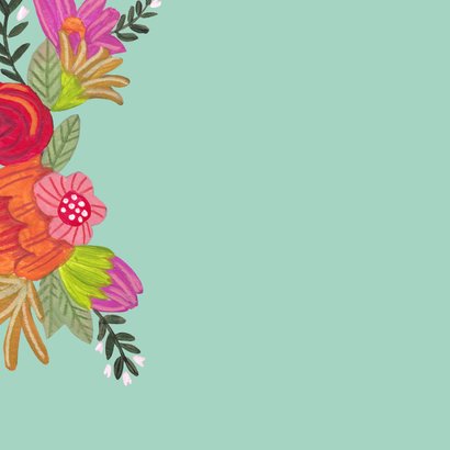 Verjaardagskaart vrouw kat bloemen kleurrijk 2