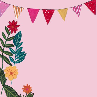 Verjaardagskaart vrouw kat bloemen zomer 2