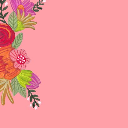 Verjaardagskaart vrouw kat bloemen zonnebril illustratie 2