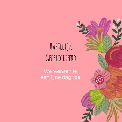 Verjaardagskaart vrouw kat bloemen zonnebril illustratie 3