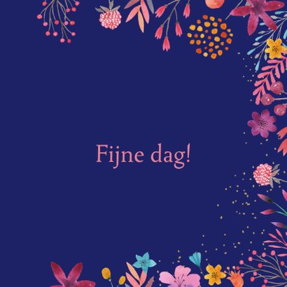 Verjaardagskaart waterverf bloemen vierkant 3