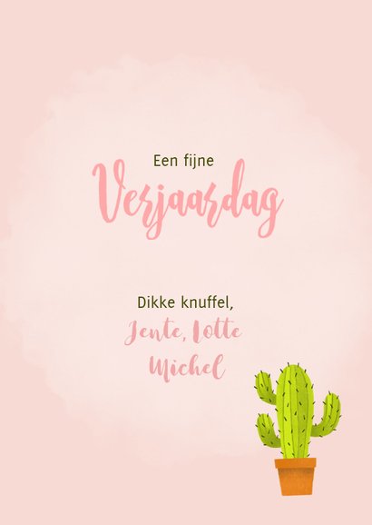 Verjaardagskaart waterverf met vrolijke cactussen 3