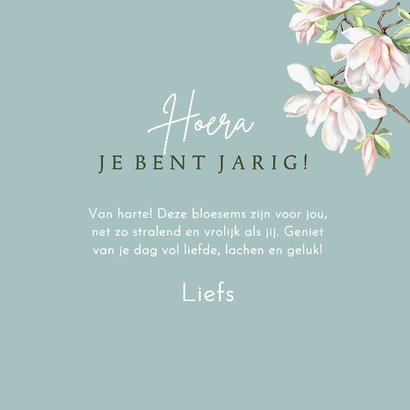 Verjaardagskaart witte en roze bloesemtakken  3