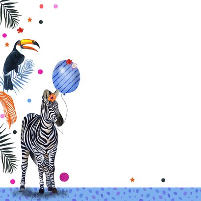 Verjaardagskaart zebra ballonnen 2