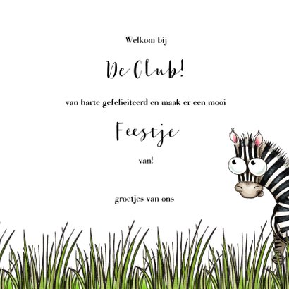 Verjaardagskaart zebra met wegwijzer 3