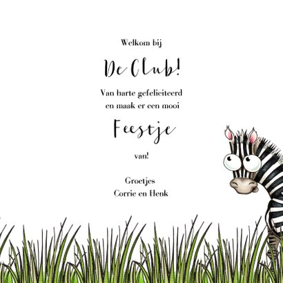 Verjaardagskaart zebra met wegwijzer 3