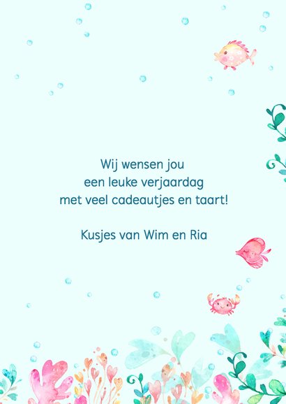 Verjaardagskaart zeemeermin met vriendjes 3
