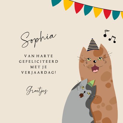 Verjaardagskaart - Zingende katten 3