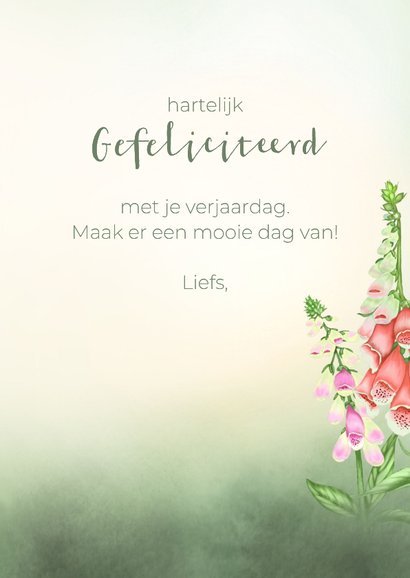 Verjaardagskaart zomerbloemen en vlinders 3