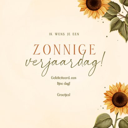 Verjaardagskaart zonnige verjaardag met zonnebloemen 3
